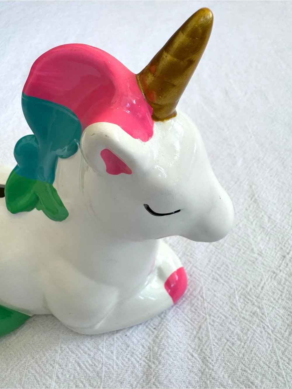 Vintage Elephant Salt Shaker and a Unicorn Piggy Bank. Ceramic Kitsch.